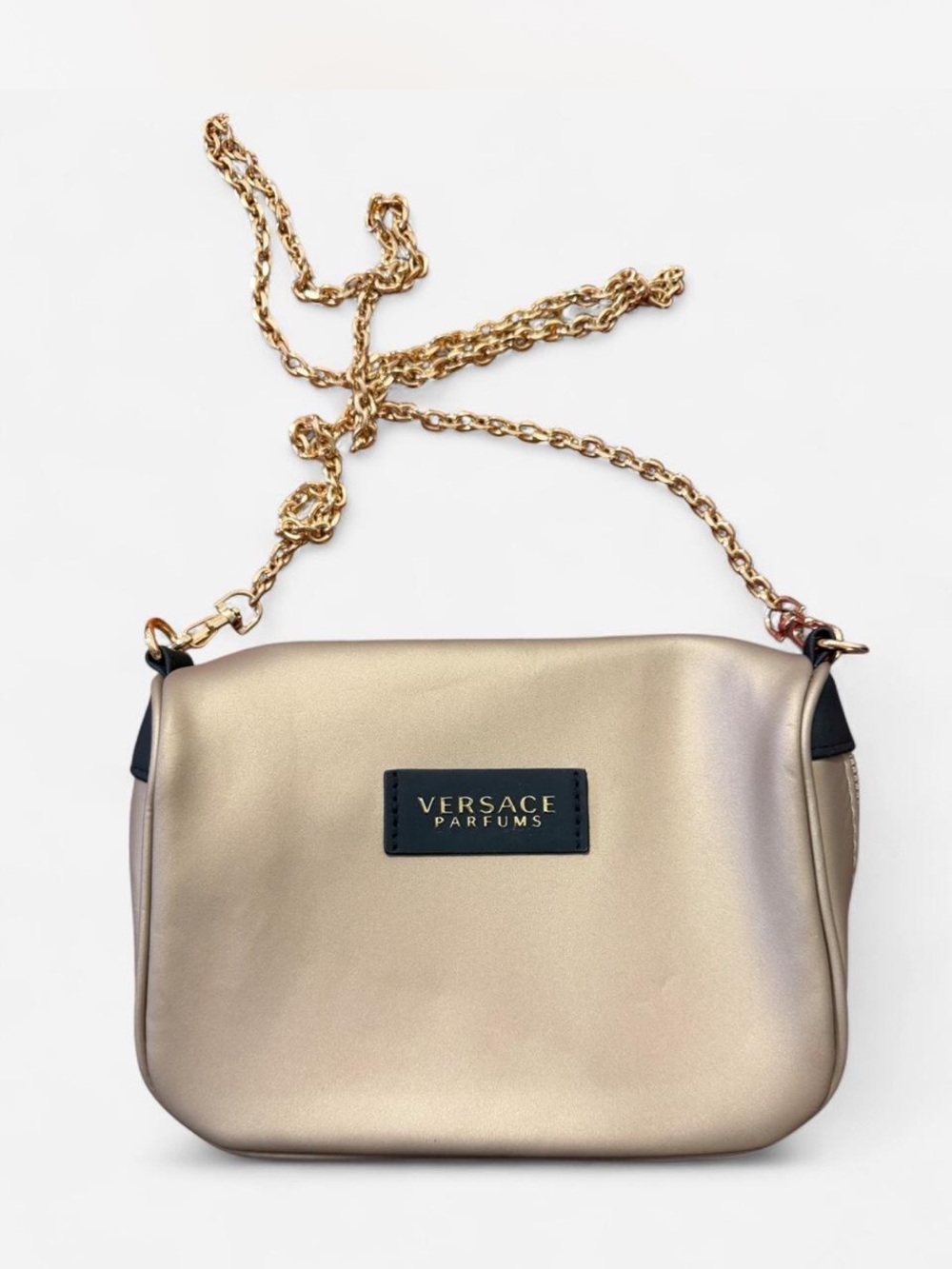 Versace Parfums Metallic Gold Crossbody Bag with Chain